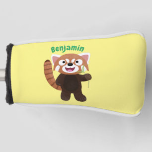 Cute red panda cartoon illustration golf head cover