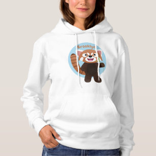 Cute red panda cartoon illustration hoodie