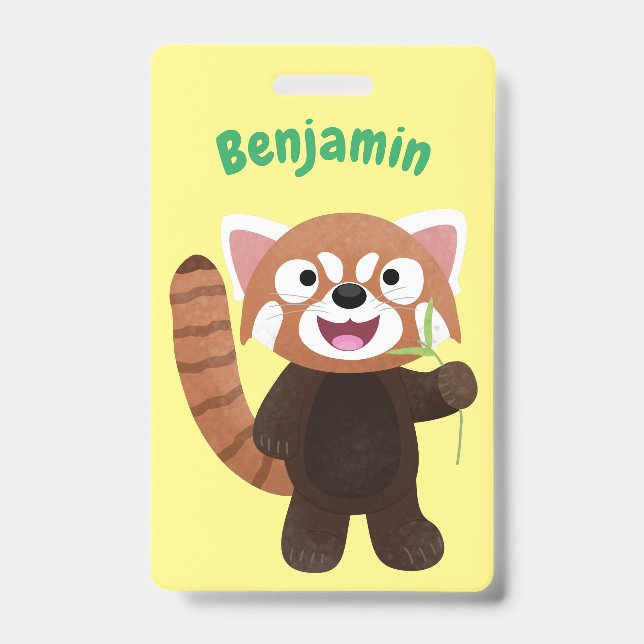 Cute red panda cartoon illustration ID badge (Front)