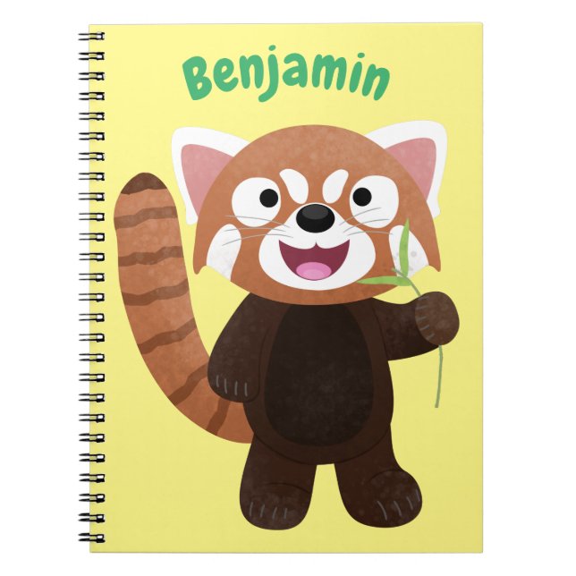 Cute red panda cartoon illustration notebook (Front)