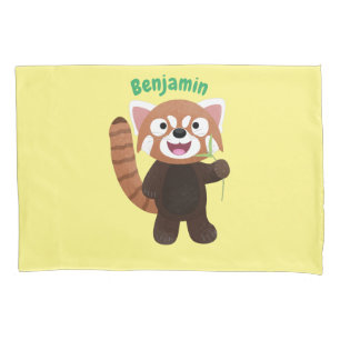 Cute red panda cartoon illustration pillowcase