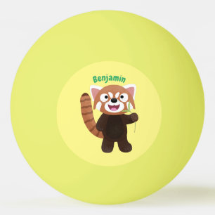 Cute red panda cartoon illustration ping pong ball