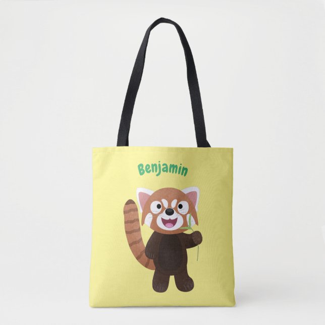 Cute red panda cartoon illustration tote bag (Front)