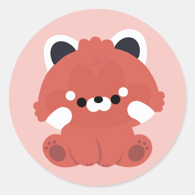 Cute Red Panda Classic Round Sticker (Front)