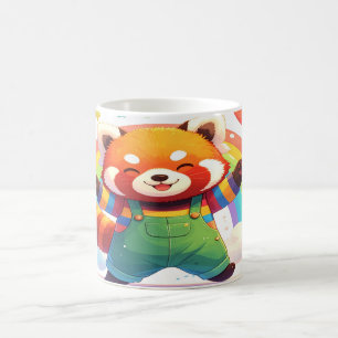 Cute Red Panda Design - Happy Dancing Animal Rainb Coffee Mug