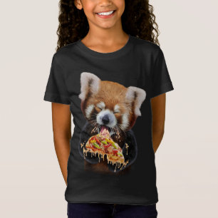Cute Red Panda Eating Delicious Pizza T-Shirt