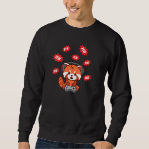 Cute Red Panda Gamer Funny Video Gaming Men Women  Sweatshirt