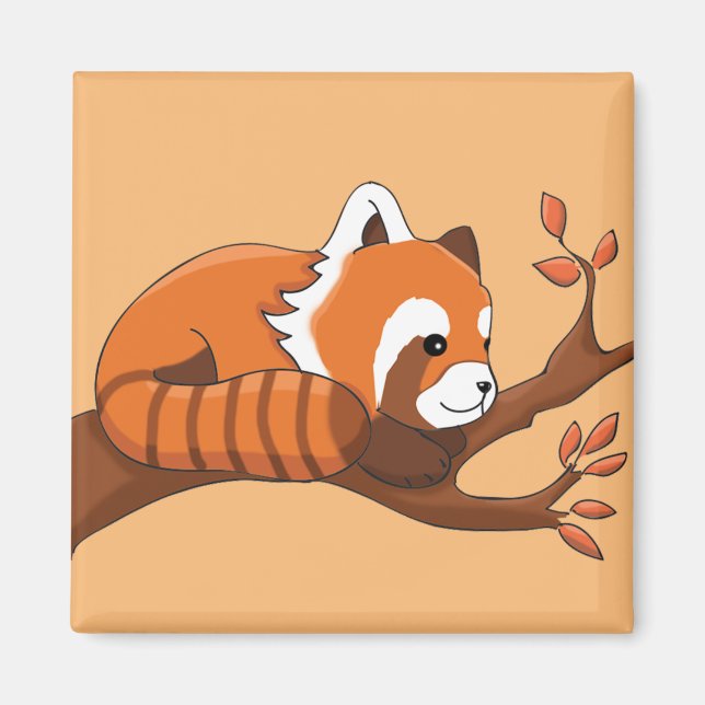 Cute Red Panda Illustration Magnet (Front)
