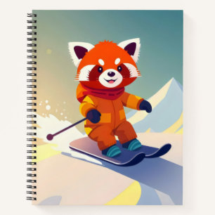 cute red panda in a colourful snowboarding outfit  notebook