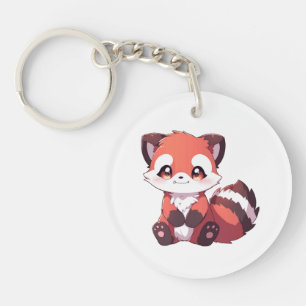  cute red panda key ring