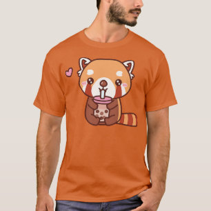 Cute Red Panda Loves Drinking Bubble Tea T-Shirt