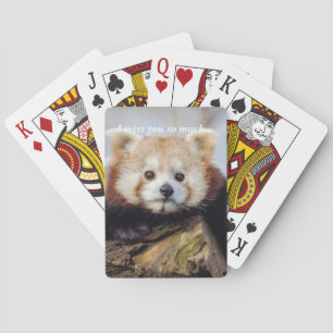 Cute Red Panda Miss You So Much Playing Cards