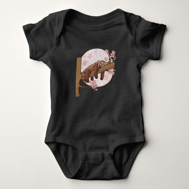 Cute Red Panda Nap Lazy Sleeping Animal Baby Bodysuit (Front)