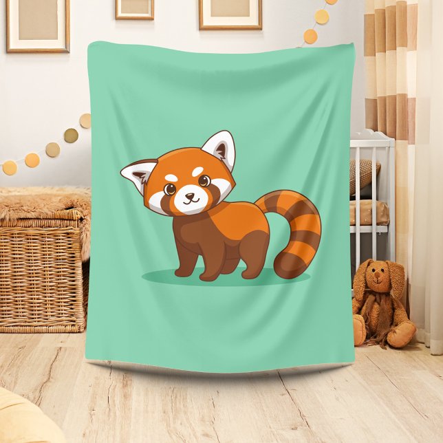 Cute Red Panda on Green Fleece Blanket (Creator Uploaded)