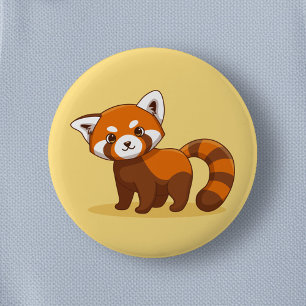 Cute Red Panda on Yellow 6 Cm Round Badge
