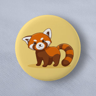 Cute Red Panda on Yellow 6 Cm Round Badge