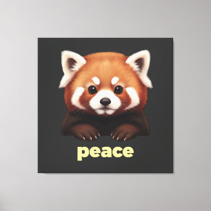 Cute Red Panda "Peace" Illustration for Kids & Nur Canvas Print