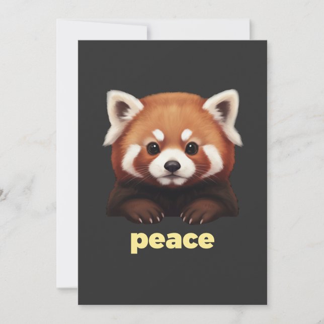 Cute Red Panda "Peace" Illustration for Kids & Nur Invitation (Front)