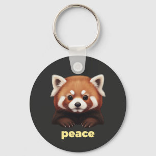 Cute Red Panda "Peace" Illustration for Kids & Nur Key Ring