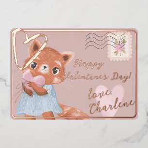 Cute Red Panda Postal Letter Valentine's Day Pink