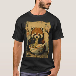 Cute Red Panda Ramen Noodles Japanese Food T-Shirt