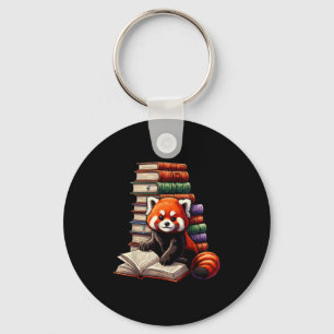 Cute Red Panda Reading Book Animal Bookworm  Key Ring
