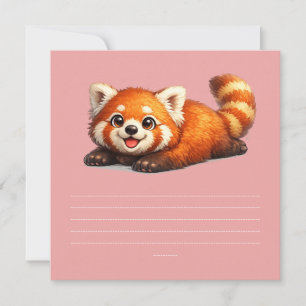 Cute Red Panda Relaxing Kawaii Animal Design Invitation