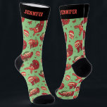 Cute Red Panda Santa Christmas Pattern Holiday Socks<br><div class="desc">Cute and kawaii Christmas theme pattern. You can further customise the background colour using the design tool. Personalised gift with editable text for your loved ones during this holiday season.</div>