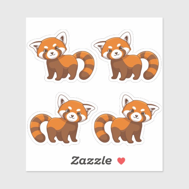 Cute Red Panda Set of 4 (Sheet)