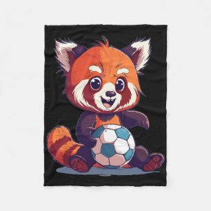 Cute Red Panda Soccer  Fleece Blanket