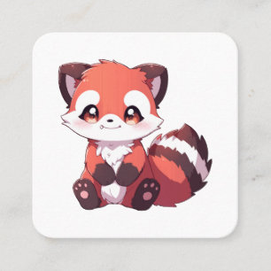  cute red panda square business card