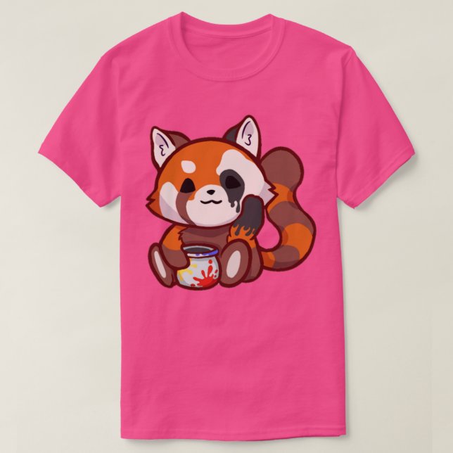 Cute Red Panda Sticker T-Shirt (Design Front)
