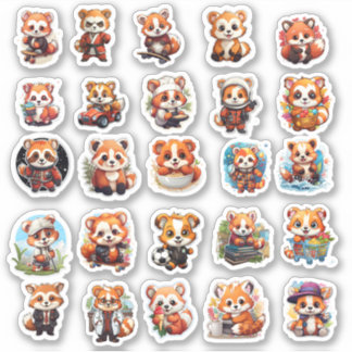 Cute Red Panda stickers, value pack  25 Stickers