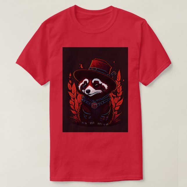 cute red panda wearing hat 2 T-Shirt (Design Front)