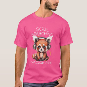 Cute Red Panda with Headphones R&B Music Lover T-Shirt