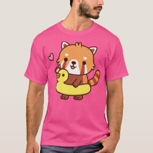 Cute Red Panda With Yellow Duck Pool Float Summer T-Shirt