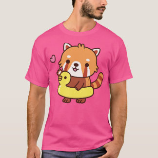 Cute Red Panda With Yellow Duck Pool Float Summer T-Shirt