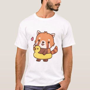 Cute Red Panda With Yellow Duck Pool Float Summer T-Shirt