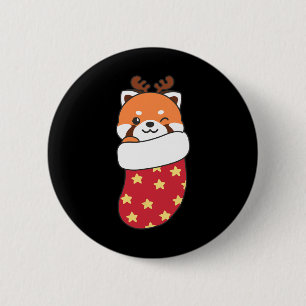 Cute Red Pandas In Christmas Stockings For Christm 6 Cm Round Badge