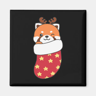 Cute Red Pandas In Christmas Stockings For Christm Magnet