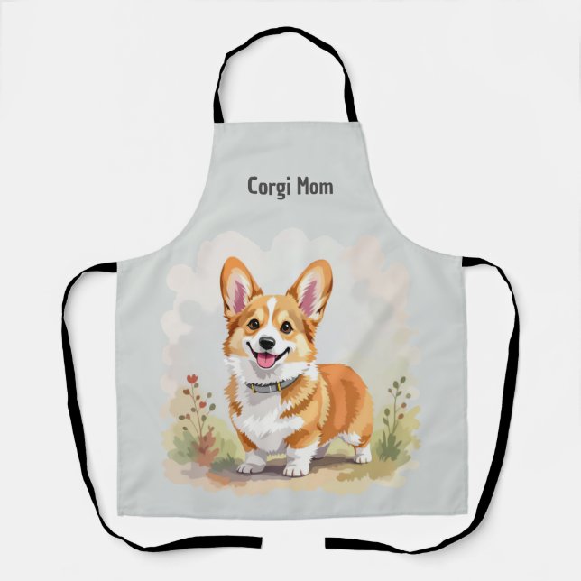Cute Red Pembroke Welsh Corgi Dog Apron (Front)