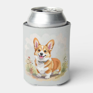 Cute Red Pembroke Welsh Corgi Dog Can Cooler