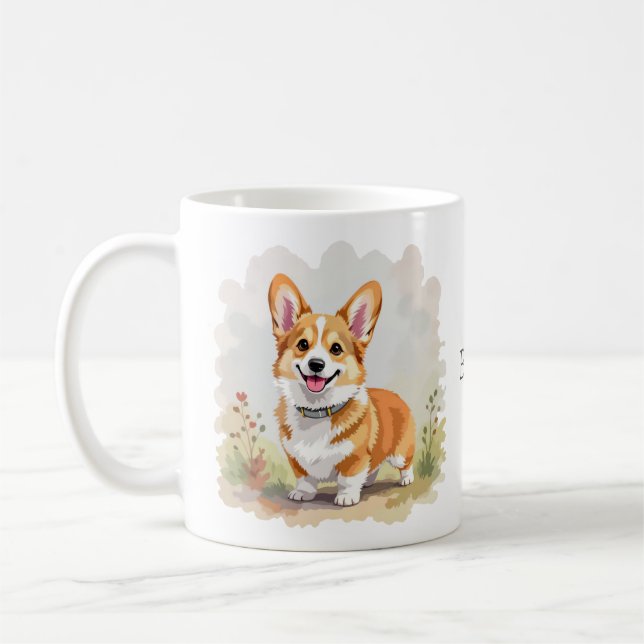 Cute Red Pembroke Welsh Corgi Dog Coffee Mug (Left)