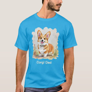 Cute Red Pembroke Welsh Corgi Dog Dad T-Shirt