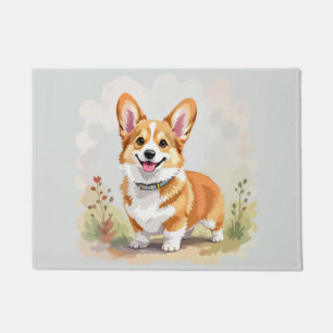 Cute Red Pembroke Welsh Corgi Dog Doormat