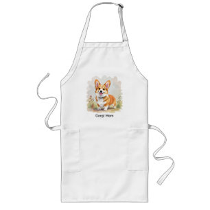 Cute Red Pembroke Welsh Corgi Dog Long Apron