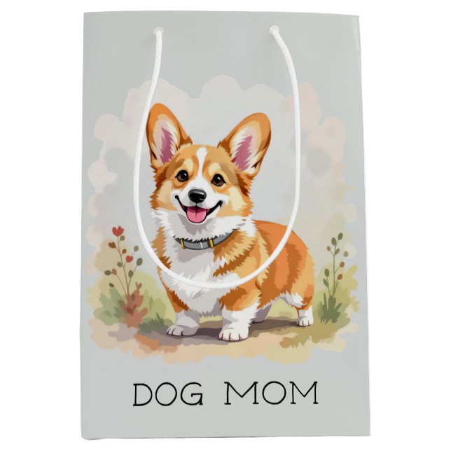 Cute Red Pembroke Welsh Corgi Dog Medium Gift Bag (Front)