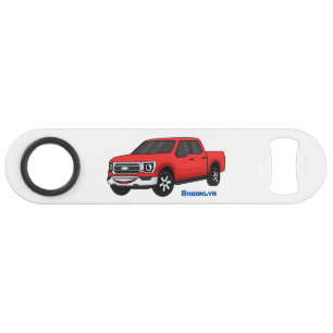 Cute red pickup truck cartoon illustration