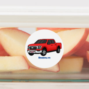 Cute red pickup truck cartoon illustration