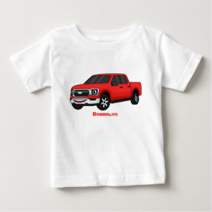 Cute red pickup truck cartoon illustration baby T-Shirt